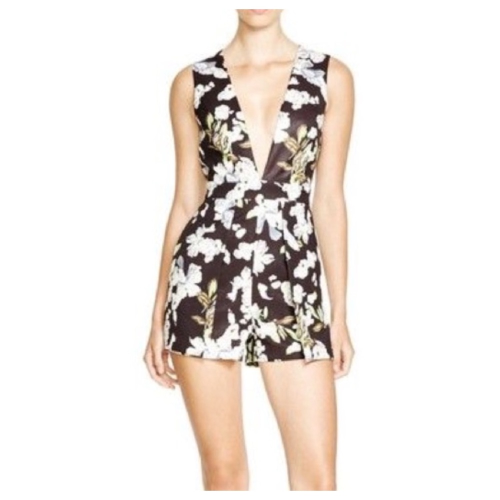 Lucy Paris Sleeveless V-Neck Cut Out Back Romper